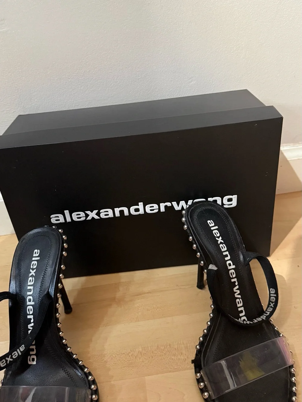 Alexander Wang Black Studded Clear-Strap Mules - Picture 2 of 3